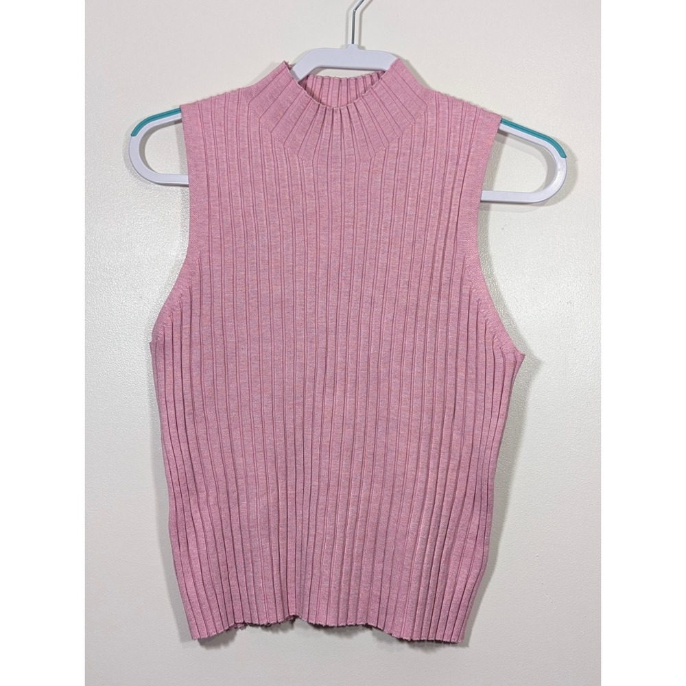 A New Day NWT Pink Ribbed Mock Neck Tank XXL Sleeveless Knit Top